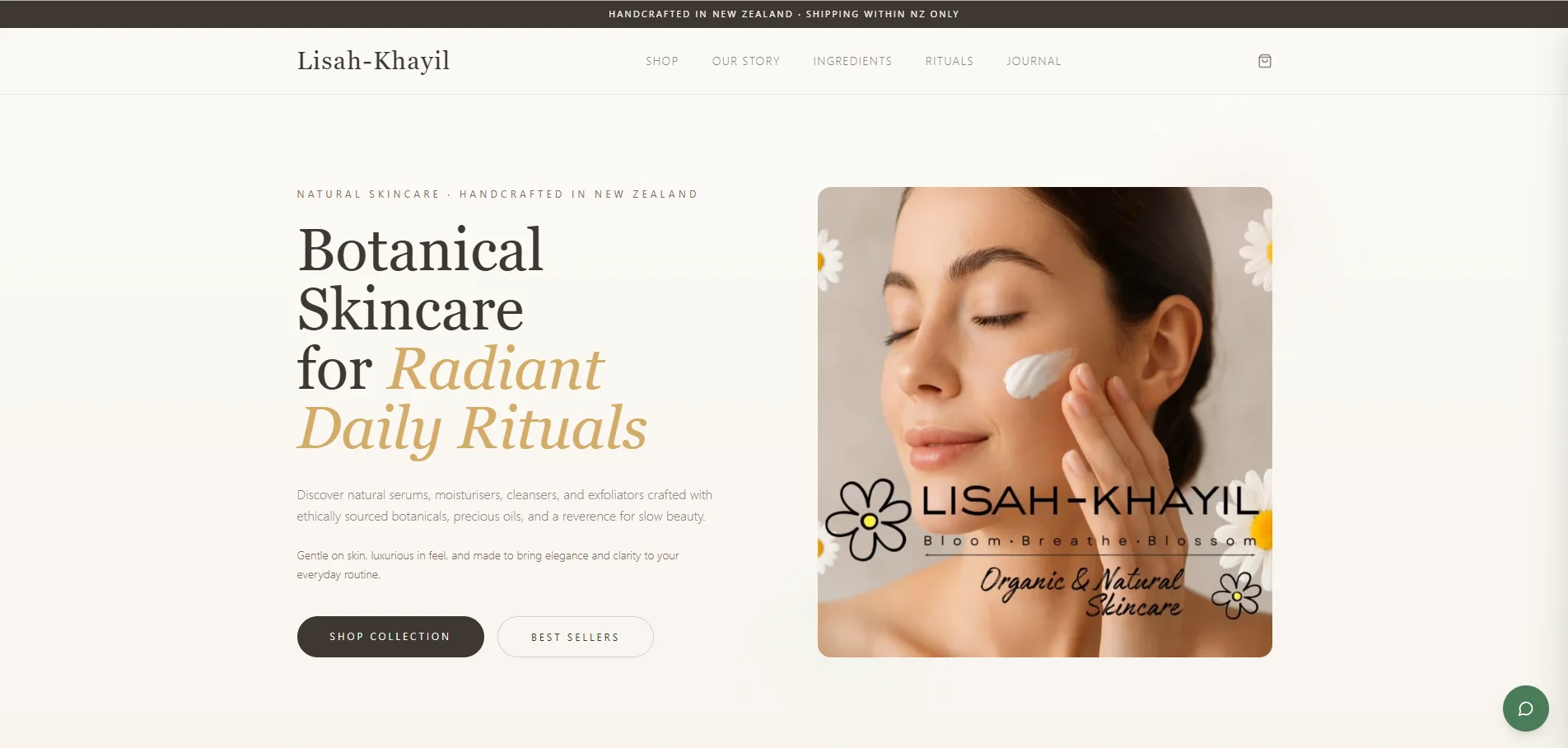 Lisah Khayil skincare website preview
